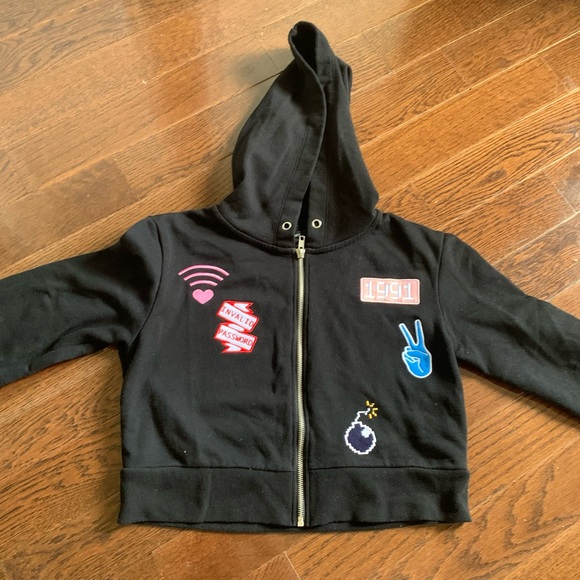 Zip-up Hoodie- Cropped & Embroidered - Picture 1 of 3